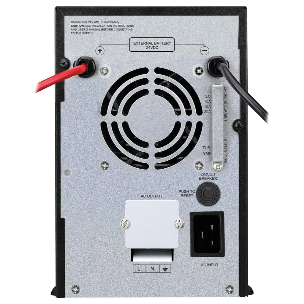 APC Easy UPS BVX2000UXI Uninterruptible Power Supply, 2000VA 1200W, 230V Input and Output, External Battery System, Selectable Charger, Flooded and SMF Compatible, Black (Without Battery)
