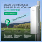 TP-Link EAP215-Bridge KIT Wireless Bridge, 5GHz 867Mbps, Up To 5km, 3x Gigabit Ethernet, IP65 Weatherproof, Passive PoE