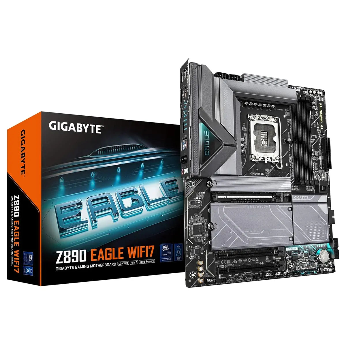 GIGABYTE Z890 Eagle WIFI7 Motherboard, Supports Intel Core Ultra Series 2 CPUs, 14+1+2+1 Phases 60A DrMOS VRM, Up To 8800MHz DDR5 OC, PCIe 5.0, Wi-Fi 7, 2.5GbE LAN