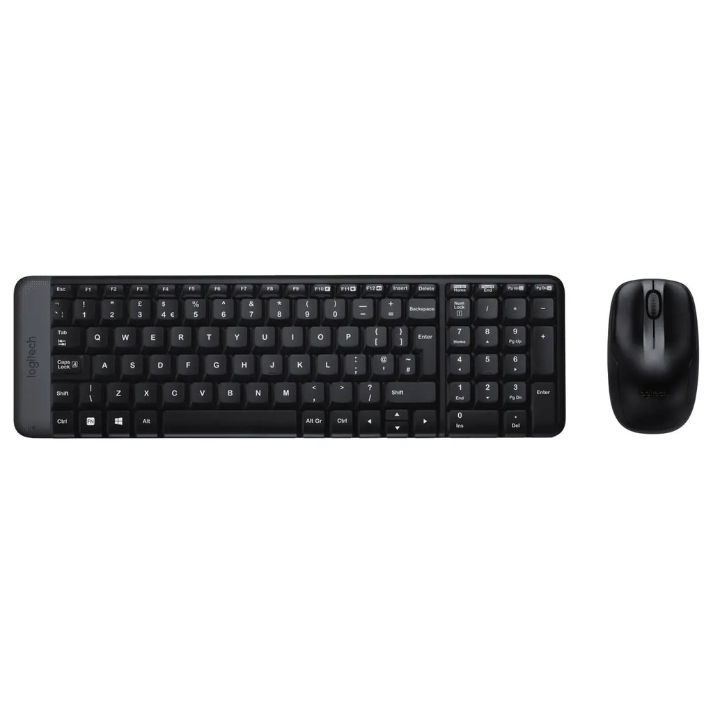 Logitech MK220 Wireless Keyboard and Mouse Combo, 10m Wireless Range, 10-Key Number Pad, Music Controls, Spill-Resistant Keyboard, Smooth Optical Tracking Mouse
