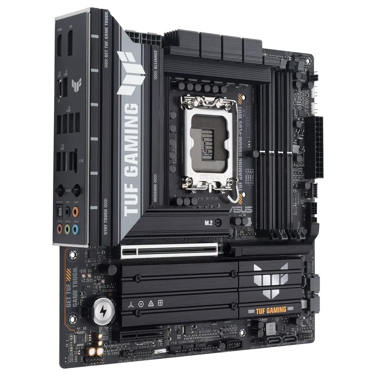 Asus TUF Gaming B860M-Plus WiFi Motherboard, LGA1851, Intel B860, mATX, DDR5 256GB 8800+MT/s, 3x M.2, Wi-Fi 7, Realtek 2.5Gb Ethernet