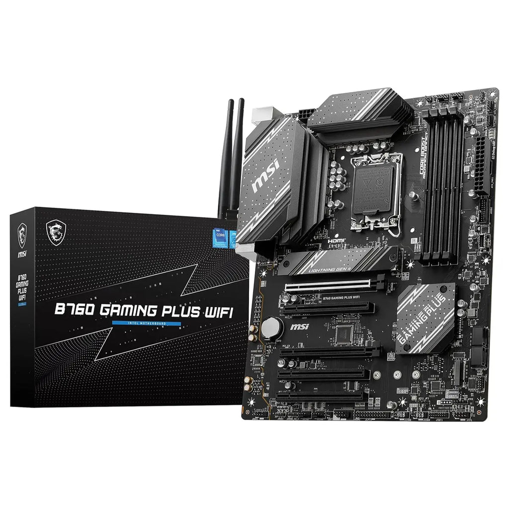 MSI B760 Gaming Plus WiFi Gaming Motherboard, LGA 1700, Intel B760, DDR5 6800+MHz OC, PCIe 4.0, Wi-Fi 6E and Bluetooth 5.3, ATX