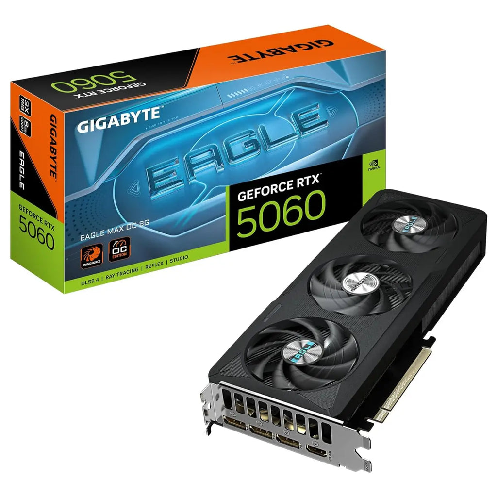 GIGABYTE GeForce RTX 5060 Eagle MAX OC 8G Graphics Card, 8GB GDDR7 128bit, PCI-E 5.0, 2550MHz Core Clock, DLSS 4, 3x DisplayPort and 1x HDMI, GV-N5060EAGLEMAX OC-8GD