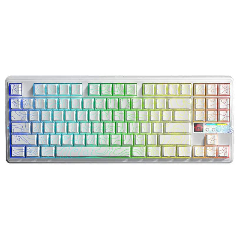 AULA F87 PRO V2 RGB Hot-Swappable Wireless Mechanical Keyboard, 87 Key TKL Gasket-Mounted, Bluetooth 5.0 2.4GHz and USB-C, 10000mAh Battery, 8K Polling Rate, White Contours
