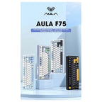 Aula F75 Gasket Mechanical Keyboard, 75% Layout, Wireless, Hot Swappable, Bluetooth/2.4GHz/USB-C, Pre-Lubed Linear Seiya Switches, Knob, 16.8M RGB, White Contour