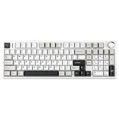 AULA F99 Pro 99-Key Wireless Hot-Swappable Mechanical Gaming Keyboard, Bluetooth 5.0 2.4GHz USB Type-C, Multifunction Knob, RGB, 8000mAh Battery, Black White