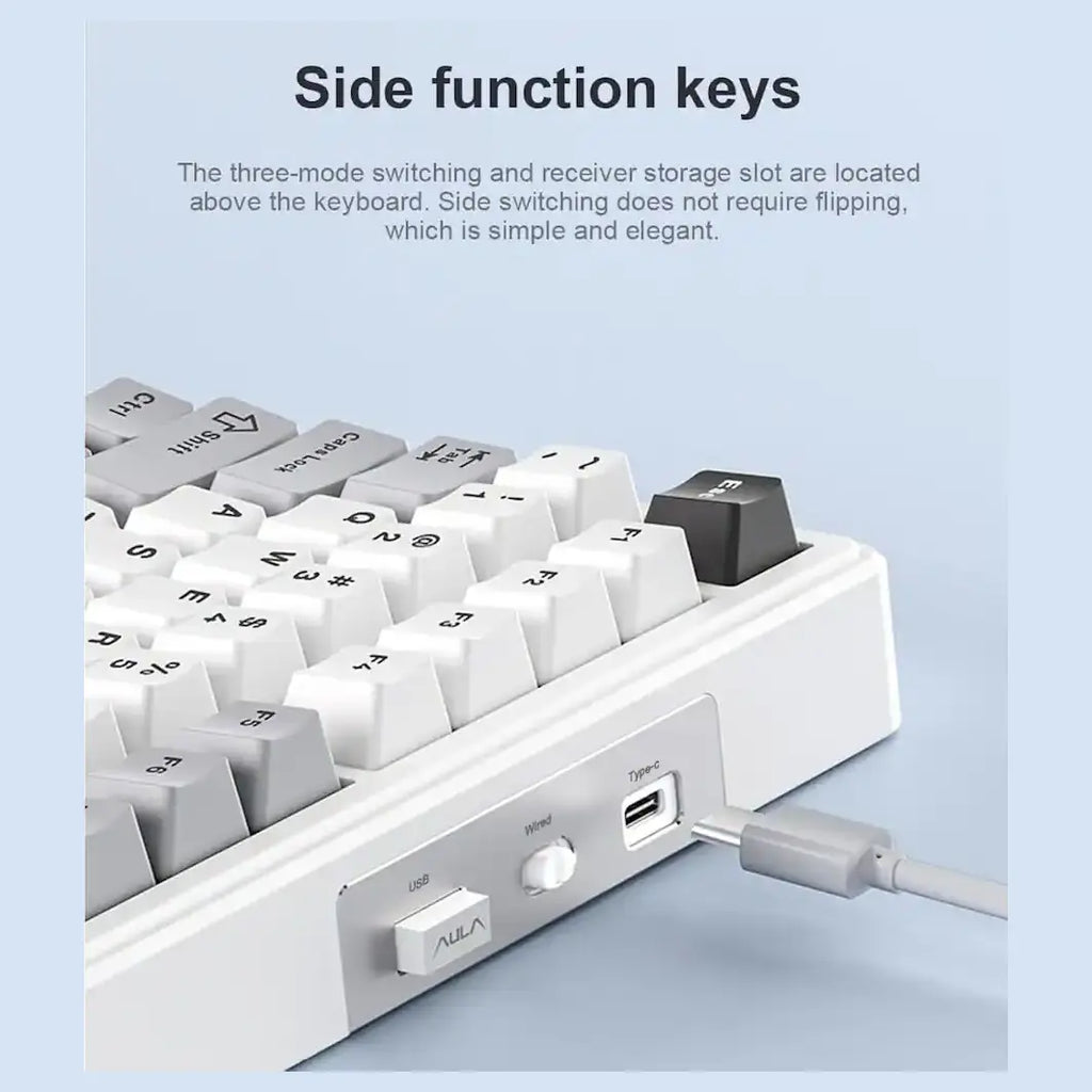 AULA F99 Pro 99-Key Wireless Hot-Swappable Mechanical Gaming Keyboard, Bluetooth 5.0 2.4GHz USB Type-C, Multifunction Knob, RGB, 8000mAh Battery, Black White