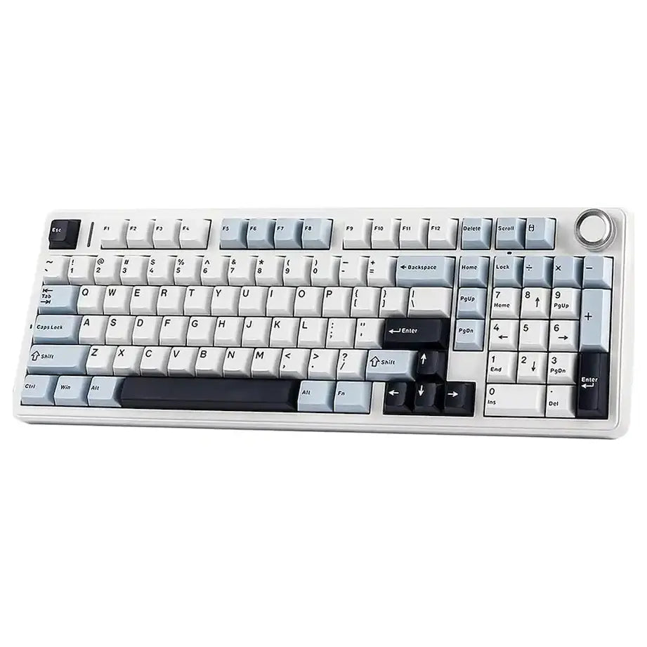 Aula F99 Pro Tri-Mode 96% 100-Key Gasket-Mounted Mechanical Keyboard with Knob, Bluetooth 5.0 and 2.4GHz Wireless and USB Type-C Wired, 8000mAh Battery, South-Facing RGB Backlight, Star Vector Switch, Blue/White/Black