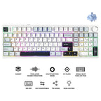 Aula F99 Pro Tri-Mode 96% 100-Key Gasket-Mounted Mechanical Keyboard with Knob, Bluetooth 5.0 and 2.4GHz Wireless and USB Type-C Wired, 8000mAh Battery, South-Facing RGB Backlight, Star Vector Switch, Blue/White/Black