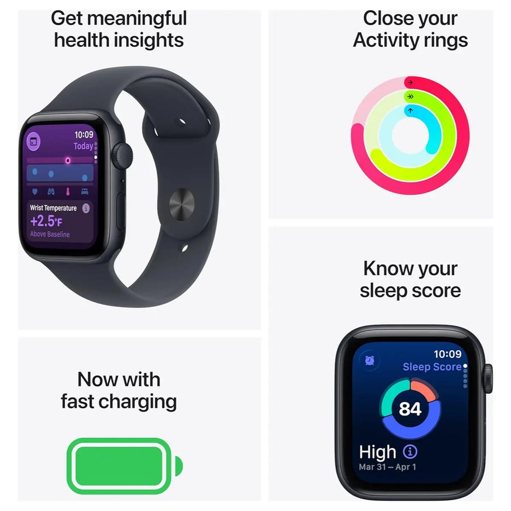 Apple Watch SE 3 Smartwatch, GPS 40mm, Always-On Display, Heart Rate Monitor, Fitness and Sleep Trackers, Water Resistant, Starlight
