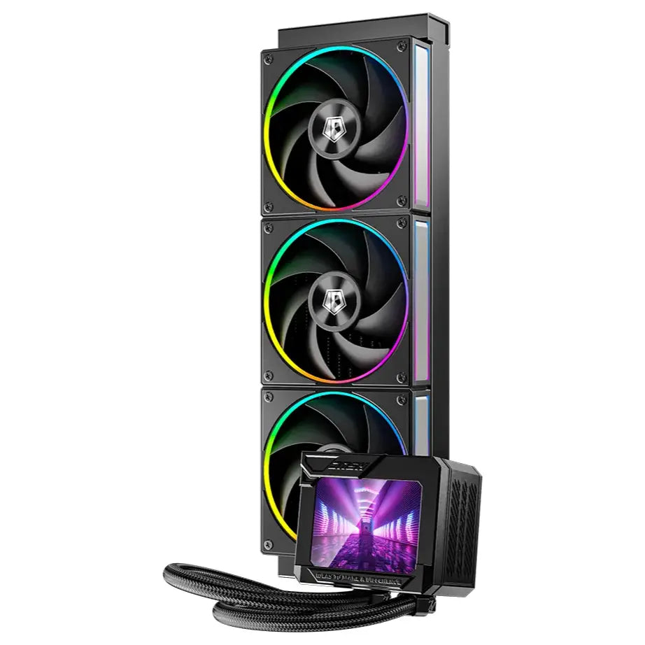 ID-Cooling DL360 Max ARGB AIO 360mm Liquid CPU Cooler, Customizable 3.5" LCD, Dual Pump Face Options, Installed Magnetic Fans, Black
