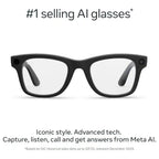 Ray-Ban Meta Wayfarer Gen 2 Glasses, Meta AI, Open-Ear Audio, Photo and Video Compatibility, Up to 8 Hours Battery, Clear Lenses Matte Black, RW4012