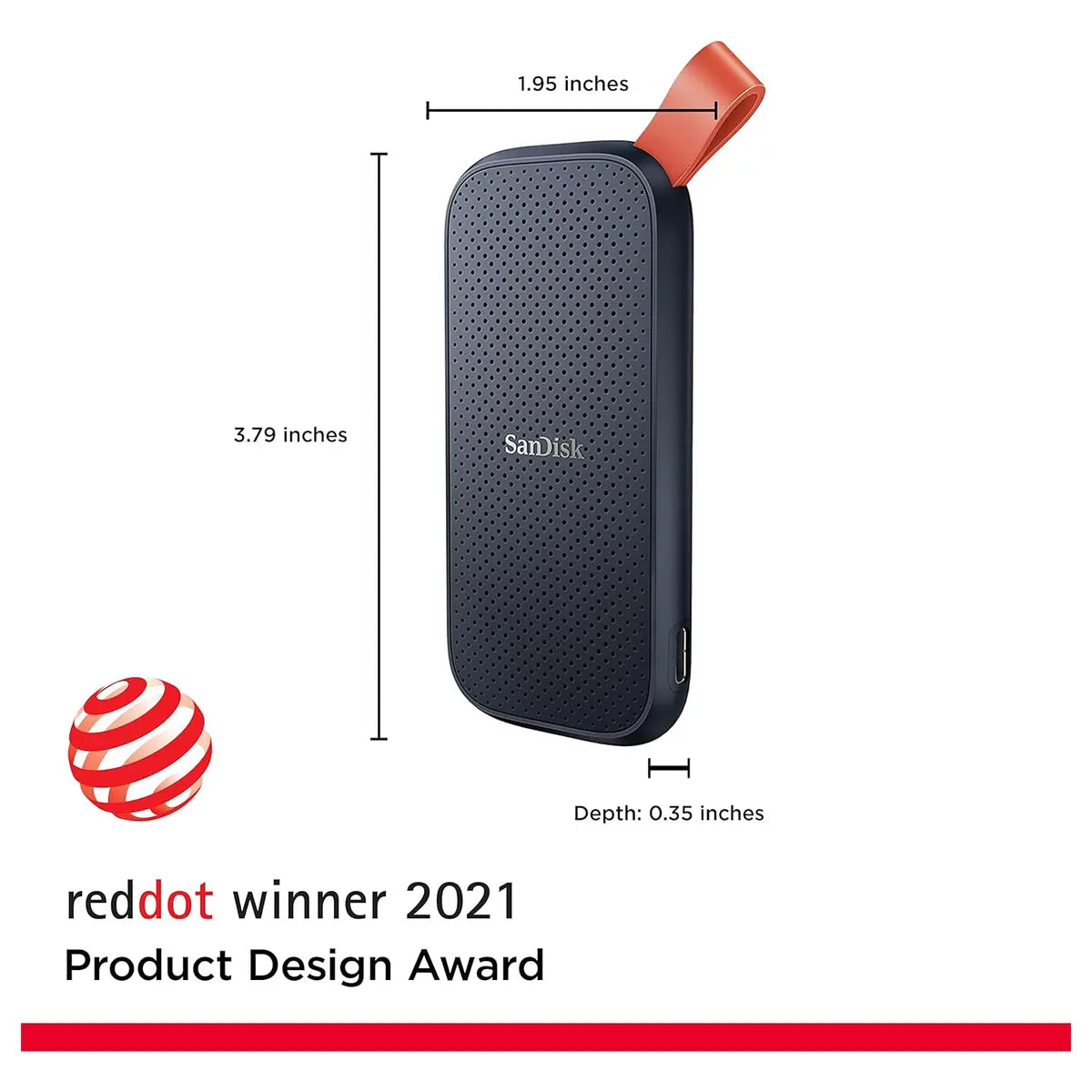 SanDisk 2TB Portable SSD, Up To 800MB/s Read, USB-C USB 3.2 Gen 2, SDSSDE30-2T00-G26