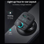 UGREEN Bluetooth FM Transmitter and Car Charger 31.5W, Bluetooth 5.0, USB-C PD and USB-A QC 3.0 and 1.5A USB, USB and TF Card Up To 32GB, 12V/24V, 80910