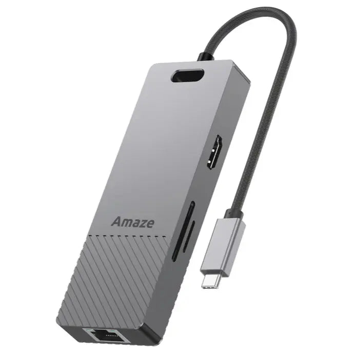Amaze Alloy Series 8-in-1 Multiport Hub A328, HDMI 4K at 60Hz, Gigabit LAN 1000Mbps, 3x USB 3.0 5Gbps, USB-C PD 100W, SD and TF Card Reader