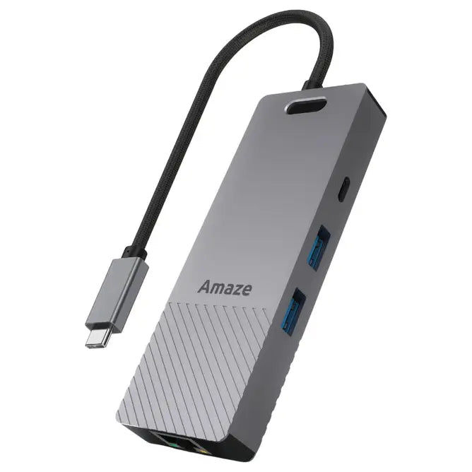 Amaze Alloy Series 6-in 1 Multiport HUB A326, USB-C Input, 4K 60Hz HDMI, Gigabit LAN, 2x USB-A 3.0 and USB-C Up To 5Gbps, 100W USB-C PD, 18cm Cable