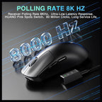 AULA SC680 Wireless Gaming Mouse, Tri-Mode 2.4GHz USB-C and BT5.2, PAW3395 Sensor, 26000 DPI, 8K Polling Rate, 500mAh Battery Up to 75Hrs, Black