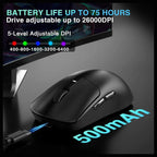AULA SC680 Wireless Gaming Mouse, Tri-Mode 2.4GHz USB-C and BT5.2, PAW3395 Sensor, 26000 DPI, 8K Polling Rate, 500mAh Battery Up to 75Hrs, Black