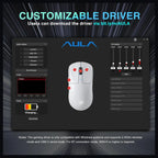 AULA SC680 Wireless Gaming Mouse, Tri-Mode 2.4GHz USB-C and BT5.2, PAW3395 Sensor, 26000 DPI, 8K Polling Rate, 500mAh Battery Up to 75Hrs, Black