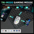Aula SC620 Wireless Gaming Mouse, Tri-Mode 2.4GHz Wireless, BT5.3 and Wired USB-C, 12000 DPI 1000Hz, 7 Programmable Buttons with Rapid Fire Key, RGB Backlighting, 67g Black