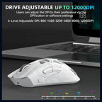 Aula SC620 Wireless Gaming Mouse, Tri-Mode 2.4GHz Wireless, BT5.3 and Wired USB-C, 12000 DPI 1000Hz, 7 Programmable Buttons with Rapid Fire Key, RGB Backlighting, 67g Black