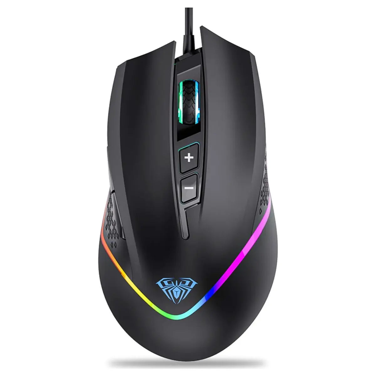 AULA WIND F805 Wired Gaming Mouse, RGB Backlit, 6400 DPI Adjustable Optical Sensor, 2 Programmable Side Buttons, Ergonomic USB, Black