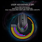 AULA WIND F805 Wired Gaming Mouse, RGB Backlit, 6400 DPI Adjustable Optical Sensor, 2 Programmable Side Buttons, Ergonomic USB, Black