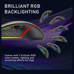 AULA WIND F805 Wired Gaming Mouse, RGB Backlit, 6400 DPI Adjustable Optical Sensor, 2 Programmable Side Buttons, Ergonomic USB, Black
