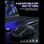 Aula Wind SC580X Gaming Mouse Tri-Mode 2.4G BT5.0 USB-C 10000 DPI 6 Programmable Buttons Black