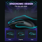 Aula Wind SC580X Gaming Mouse Tri-Mode 2.4G BT5.0 USB-C 10000 DPI 6 Programmable Buttons Black