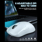 AULA SC580X Wireless Gaming Mouse, Tri-Mode 2.4G/BT5.0/USB-C, 12000 DPI, 1000Hz Polling Rate, 6 Programmable Buttons, 500mAh Rechargeable, White