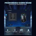 AULA SC580X Wireless Gaming Mouse, Tri-Mode 2.4G/BT5.0/USB-C, 12000 DPI, 1000Hz Polling Rate, 6 Programmable Buttons, 500mAh Rechargeable, White