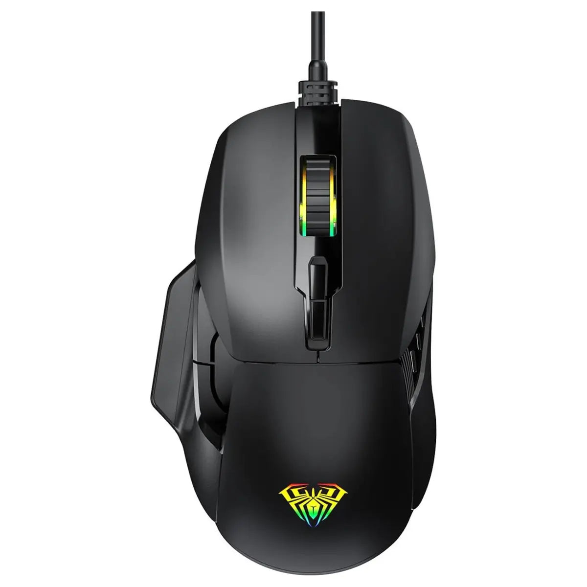 AULA F815 Gaming Mouse, 12800 DPI, RGB Wired, 1ms Report Rate, 6 Programmable Macro Buttons, 13 Backlit Modes, Black