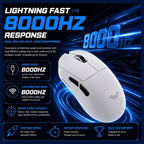 AULA SC900 Pro Wireless Gaming Mouse, PAW3395 Sensor, 26000 DPI, 650IPS, 62g Lightweight, Tri-Mode 2.4GHz Type-C BT5.0, Dual 8000Hz Polling Rate, White