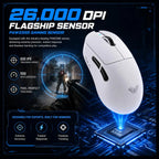 AULA SC900 Pro Wireless Gaming Mouse, PAW3395 Sensor, 26000 DPI, 650IPS, 62g Lightweight, Tri-Mode 2.4GHz Type-C BT5.0, Dual 8000Hz Polling Rate, White
