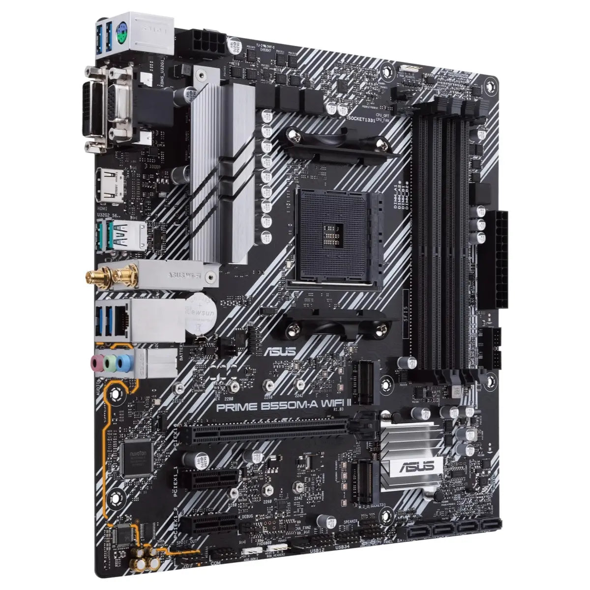 Asus Prime B550M-A Wifi II Motherboard, AMD B550 Chipset, AM4 Socket, Micro-ATX, PCIe 4.0, Dual M.2, Intel WiFi 6, 1Gb Ethernet