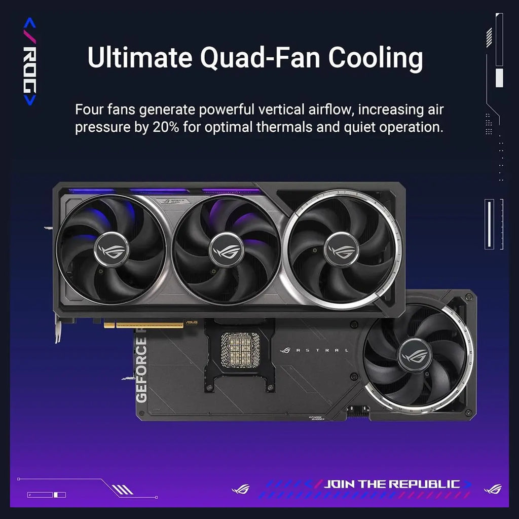 Asus ROG ASTRAL GeForce RTX 5090 OC Edition Gaming Graphics Card, PCIe 5.0, 32GB GDDR7, HDMI and DP 2.1, 3.8-Slot, Quad-Fan Design