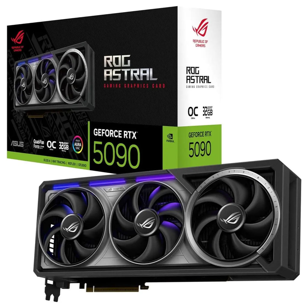 Asus ROG ASTRAL GeForce RTX 5090 OC Edition Gaming Graphics Card, PCIe 5.0, 32GB GDDR7, HDMI and DP 2.1, 3.8-Slot, Quad-Fan Design