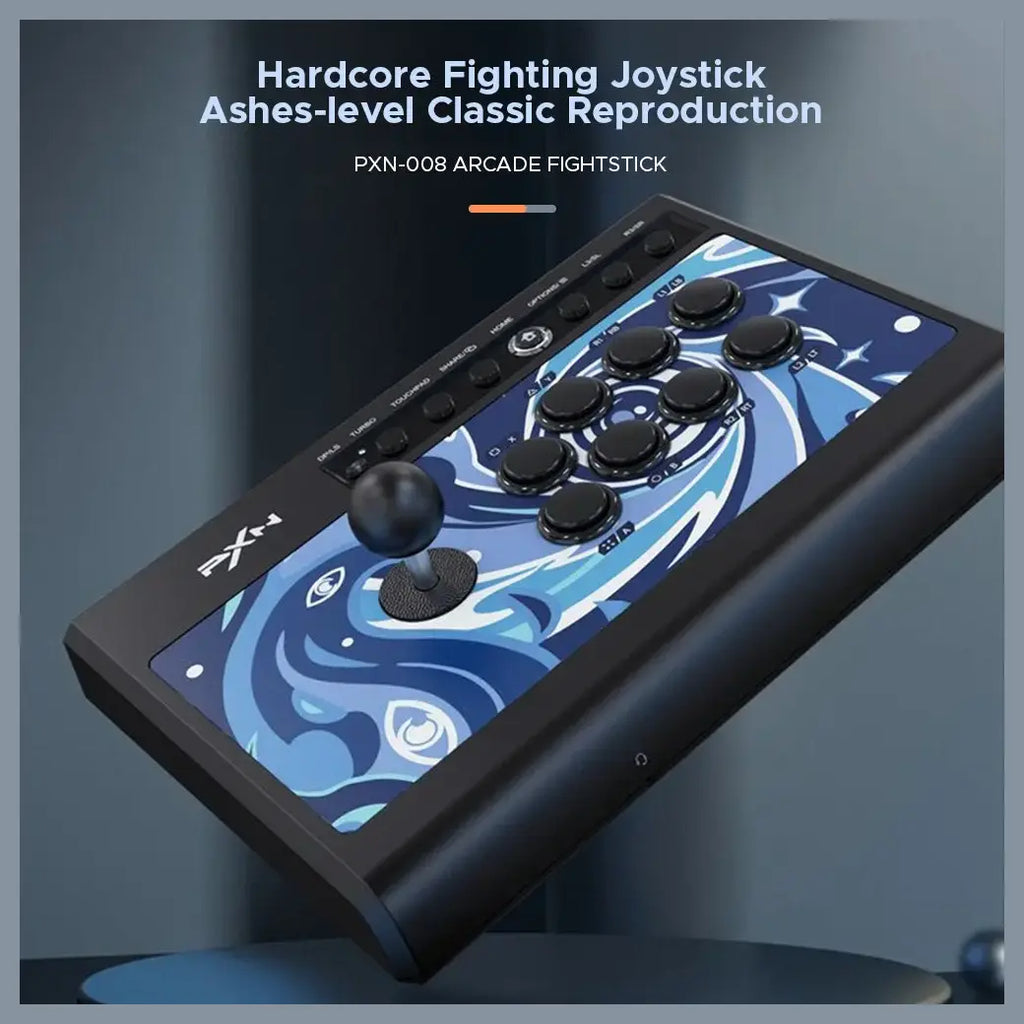 PXN 008 Gaming Arcade Stick, USB Wired Plug and Play, 360-Degree Circular Movement, Blue Switch Mechanical Buttons, 3.5mm Audio Jack, for Nintendo Switch PC PS3 PS4 Xbox