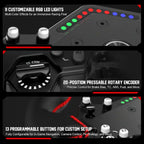 PXN W DS R2 13" Leather Racing Wheel Rim with D1 Quick Release, Hall Effect Magnetic Paddle Shifters, RGB Rev Indicator Lights, Black