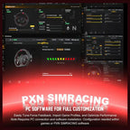 PXN W DS R2 13" Leather Racing Wheel Rim with D1 Quick Release, Hall Effect Magnetic Paddle Shifters, RGB Rev Indicator Lights, Black