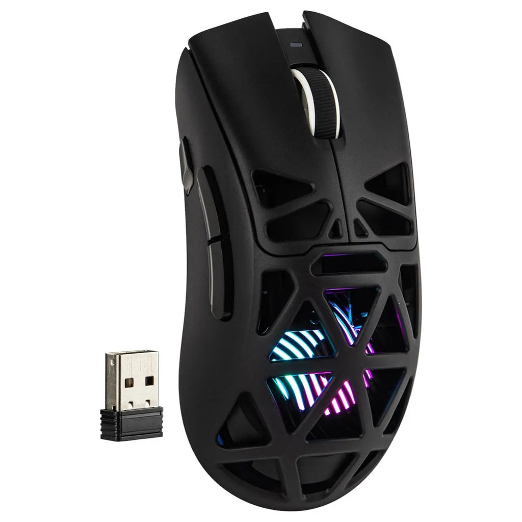 Aula SC620 Wireless Gaming Mouse, Tri-Mode 2.4GHz Wireless, BT5.3 and Wired USB-C, 12000 DPI 1000Hz, 7 Programmable Buttons with Rapid Fire Key, RGB Backlighting, 67g Black