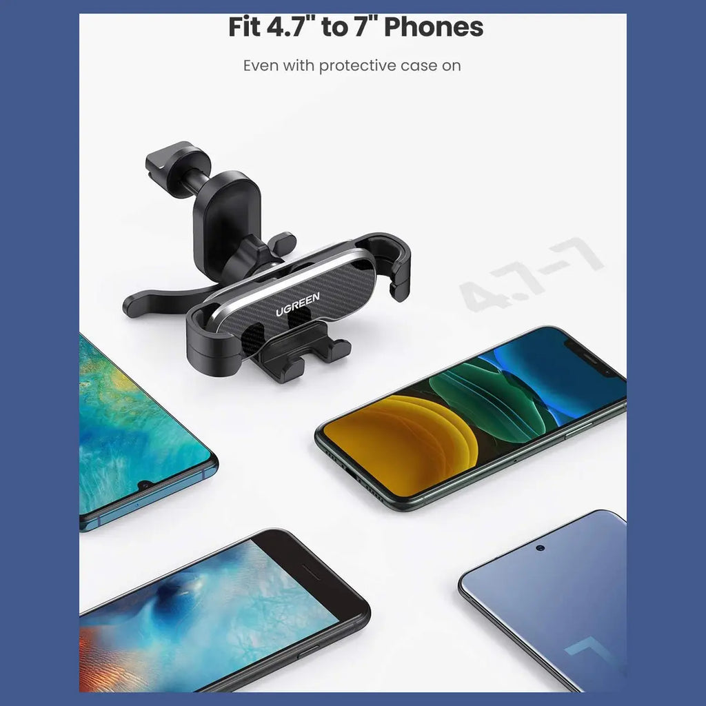 UGREEN Gravity Drive Air Vent Car Mount Phone Holder, Automatic Gravity Locking, One-Handed Operation, Five-Point Support, Black 80871