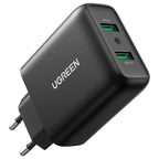 UGREEN 36W 2-Port USB Charger, QC 3.0 Fast Charging Up to 3A, 100-240V Input, Model 10216