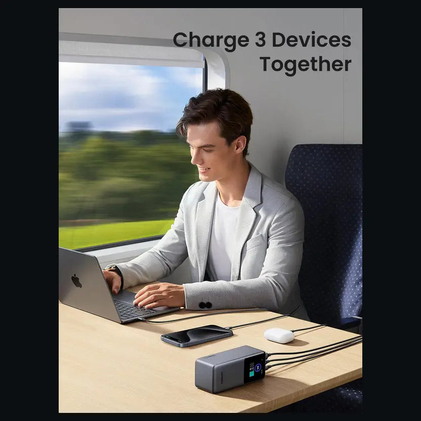 UGREEN Nexode 20000mAh 130W 3-Port Power Bank USB-C Laptop Charger, 100W Max USB-C1, 30W Max USB-C2, 22.5W USB-A, TFT Display, 35524B