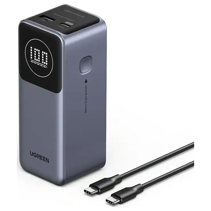 UGREEN Nexode Power Bank, 12000mAh, 100W PD PPS Fast Charging, 1 USB-C and 1 USB-A, Smart Display, 35526B
