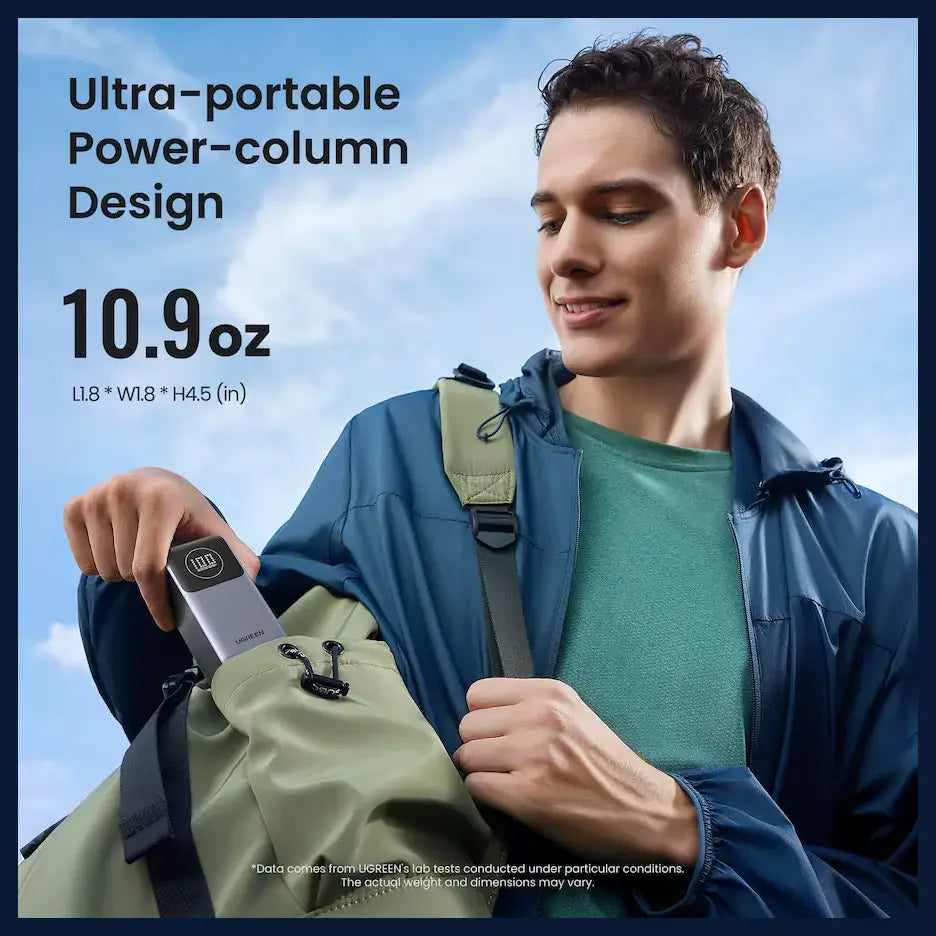 UGREEN Nexode Power Bank, 12000mAh, 100W PD PPS Fast Charging, 1 USB-C and 1 USB-A, Smart Display, 35526B