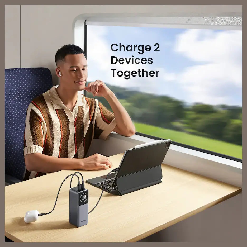 UGREEN Nexode Power Bank, 12000mAh, 100W PD PPS Fast Charging, 1 USB-C and 1 USB-A, Smart Display, 35526B