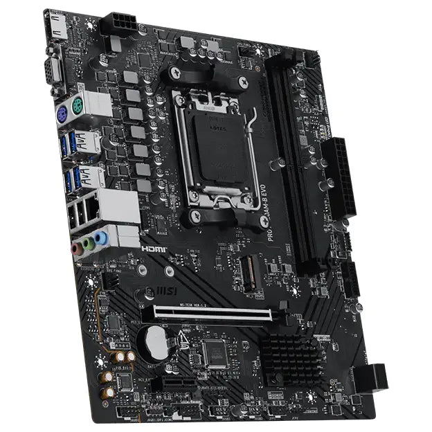 MSI PRO A620AM-B EVO Motherboard, Socket AM5, AMD A620A Chipset, DDR5 6800+MT/s OC, PCIe 4.0 x16, Gen 4 x4 M.2, 2.5G LAN, mATX