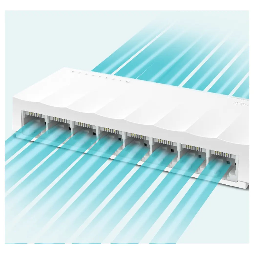 TP-Link LS1008 8-Port 10/100Mbps Desktop Switch, 8x Auto-Negotiation RJ45 Ports with Auto-MDI/MDIX, IEEE 802.3X Flow Control, Green Ethernet, Plug and Play, Fanless Design
